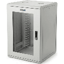 Gabinete Rackeable / 18 Unidades / 19 Pulgadas / Puerta de Cristal / Capacidad de Carga 750 Kg / Dimensiones 600x605x930 mm (23.6x23.8x36.6 in) | LES-60-60-18UGW