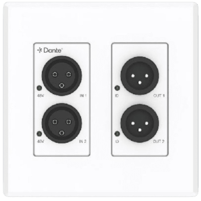 Extensor de Audio Analógico XLR a Dante® | 2 Entradas y 2 Salidas | Conversión Digital de Audio | PoE IEEE 802.3af | Phantom Power 48V | Latencia Configurable 1-5ms | Rango Dinámico >90dB | EPPWPD22XLR