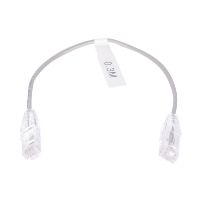 Cable de Parcheo Slim UTP Cat6 - 30 cm (11.81 Pulgadas) Gris Diámetro Reducido (28 AWG) | LP-UT6-030-GY28