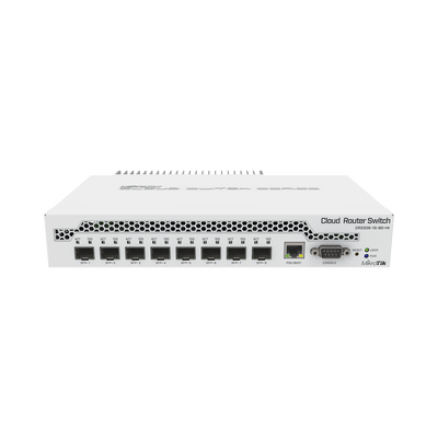 (CRS309-1G-8S+IN) Switch administrable Sistema Operativo Dual, puerto 1G Rj45, 8 puertos 10G SFP+ para Escritorio | CRS309-1G-8S+IN