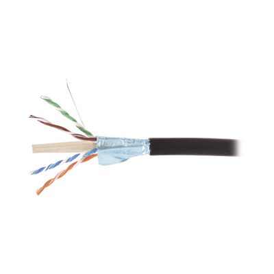 Bobina de Cable Blindado F/UTP de 4 Pares, Para Exterior con Gel, Cat6A (23 AWG), Industrial para Climas Extremos, Enterrado Directo, Color Negro, 305 Metros (1000 Pies) | 9A6O4-A5-01AR1A