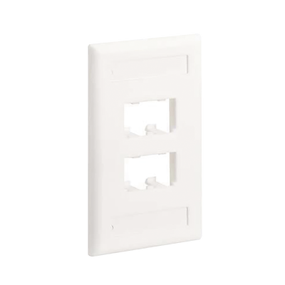 Placa de Pared Vertical Clásica, Salida Para 4 Puertos Mini-Com, Con Espacios Para Etiquetas, Color Blanco Mate | CFPL4IWY