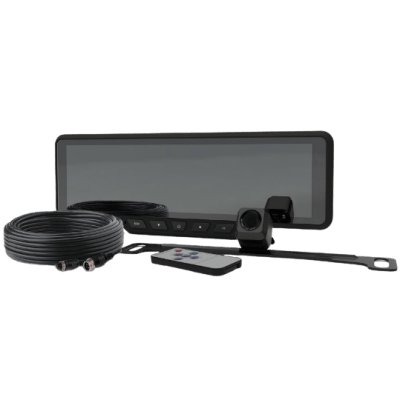 Sistema alambrico de reversa con camara y monitor de 9 pulgadas, Incluye cámara para placa de 170° | EC4211BK