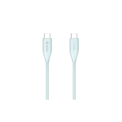 Cable de Carga USB-C a C 1.5 Metros / Tecnología GaN (Nitruro de Galio) / Fast-Charging  / Potencia 240W / Velocidad Transferencia 480 Mbps / Material Silicona No Tóxica /  Conector Aluminio Anodizado | AK-PAC24S-B-1.5M