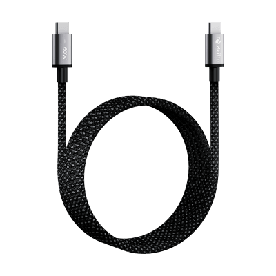 Cable de Carga USB-C a C 1.5 Metros (4.92 Pies) / Tecnología GaN (Nitruro de Galio / Fast-Charging / Potencia 60W / Velocidad Transferencia 480 Mbps / Material Nylon / Conector Aluminio Anodizado | AK-PAC6B-N-1.5M