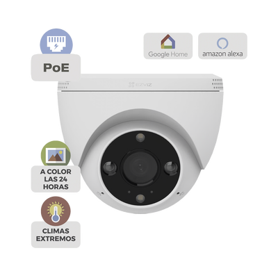 Cámara IP POE Inteligente / 2K 4MP (2304x1296) / IA Detección Humano-Vehiculo / Visión Nocturna Color / Audio Bidireccional / IP67 / Almacenamiento MicroSD 512GB | CSH4/POE