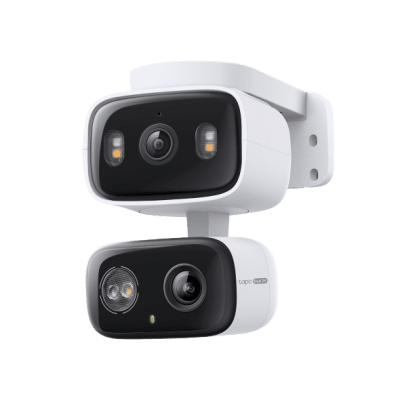 Cámara de Seguridad Dual PTZ / 2 Lentes 2K+2K (3MP cada uno) / 3x Claridad Telefoto / IP65 Exterior / IA Inteligente / Seguimiento Sincronizado / Vista Dual Simultánea / Color Night Vision / Audio Bidireccional / 125.5° Gran Angular + 67 | TAPO-C246D