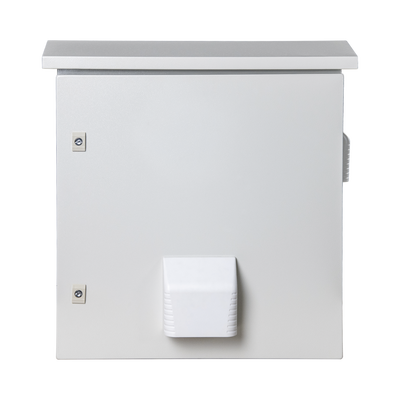 Gabinete Ventilado de Acero IP55 Uso en Exterior (593 x 609 x 399 mm) con Placa Trasera Interior Metálica y Compuerta Inferior Atornillable. Incluye Ventilador, Ventilas, filtros, Montaje Rack 19", Terminal de Tierra Física, Chapas y Ll | PST-5060-19RAV