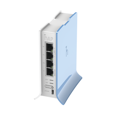 (hAP lite TC) 4 Puertos Fast Ethernet, Wi-Fi 2.4 GHz 802.11 b/g/n y base tipo Torre | RB941-2ND-TC
