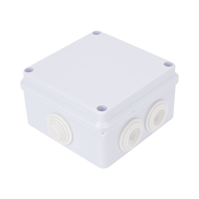 Caja de Conexiones Impermeable IP65, 7 Entradas, Dimensiones 100 x 100 x 70 mm, para Instalaciones Industriales, Comerciales y Residenciales, Incluye Tornillería para su Instalación | LP-WBX-100