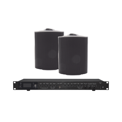 Amplificador de Audio con 2 Bocinas OL-5BK | 2 x 60W | Baja Impedancia 4 - 8Ω | Reproductor Bluetooth, USB, SD | Efectos Integrados Delay, Echo, Repeat | EP2060W/2WSB