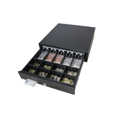 Cajón para Efectivo / Serie MK / Push Open / Insertos Ajustables Billetes y Monedas / Cubierta de Acero / Operación Manual | MK410