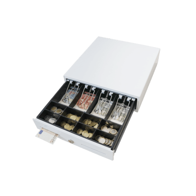 Cajón para Efectivo / Serie MK / 4 Compartimentos Billetes 5-8 Monedas / Clips Metálicos / Ranura de Inserción / Punto de Venta | MK330