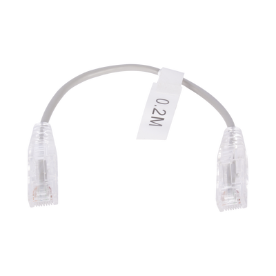 Cable de Parcheo Slim UTP Cat6 - 20 cm (7.87 Pulgadas) Gris Diámetro Reducido (28 AWG) | LP-UT6-020-GY28