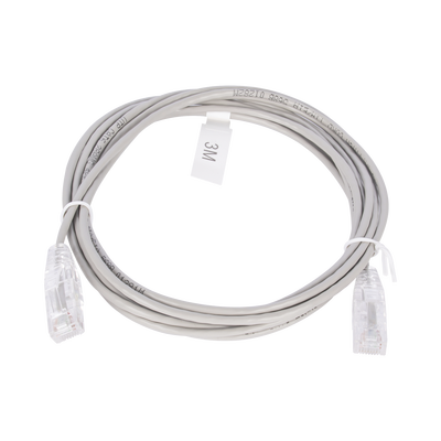 Cable de Parcheo Slim UTP Cat6 - 3 Metros (9.84 Pies) Gris Diámetro Reducido (28 AWG) | LP-UT6-300-GY28