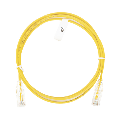 Cable de Parcheo Slim UTP Cat6 - 2 Metros (6.56 Pies) Amarillo Diámetro Reducido (28 AWG) | LP-UT6-200-YE-28