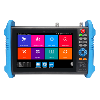 Tester de Video Profesional | Pantalla 7"|  Prueba IP/HD/Analógicas | TVI/CVI/AHD/CVBS | IP ONVIF | 4K/8K | H.264/H.265 | HDMI | PTZ | Scanner IP | TDR | Salidas 12V/24V/PoE | Activación Simultanea. | TPTURBO8K(BT)