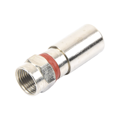 Conector F Macho de Compresión, Metálico para cable RG-6, Cuerpo de Bronce Niquelado. | TT-CON-510-RG6
