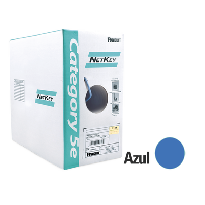 Bobina de Cable UTP de 305 Metros (1000 Pies) de Cobre, NetKey, Azul, Categoría 5e (24 AWG), Riser (CMR), de 4 Pares | NUR5C04BU-C