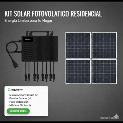 Kit Solar Interconexion  / 2.5kW  220Vca / Microinversores Growatt / Montaje Incluido | NEO2500MX2KIT