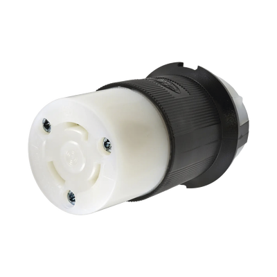 Conector Industrial con Bloqueo de Media Vuelta / 30 A 125 V CA / 2 Polos 3 Hilos / Color Blanco y Negro / Nema L5-30R. | HUB-HBL2613