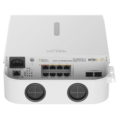 Switch PoE Gigabit 8 Puertos / 2 SFP Uplink / PoE++ 802.3bt 90W Port 1-2 / PoE+ 802.3at 30W Port 3-8 / 110W Budget Total / 20Gbps Switching / Fanless / Wall-Pole Mount / Industrial -30°C a 60°C | WIPCMS310GFOV2