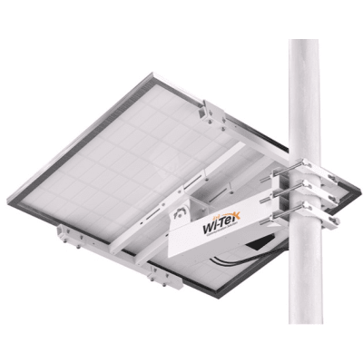 Soporte/Montaje para Panel Solar WI-BRKP133 para Postes / Estructura Galvanizada SGCC 2 mm / Ajuste Ángulo 0-75° / Compatible Postes Redondos 76-133 mm y Cuadrados 50-130 mm / Paneles hasta 900 mm Ancho y 35 mm Grosor / Resistente Corrosi&o | WIBRKP133