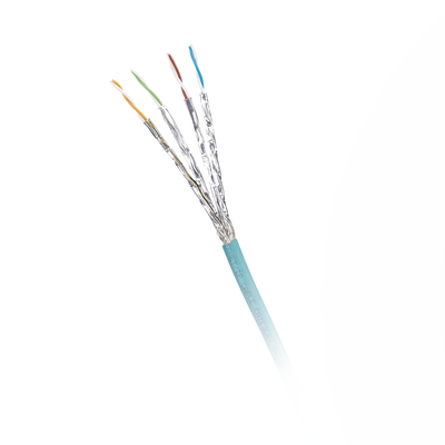 Bobina de Cable Blindado S/FTP Categoría 6A, Uso Industrial con Resistencia al Aceite, Rayos UV y Abrasión, Multifilar (Flexible), Color Azul Cerceta, Bobina de 500 Metros (1640 Pies) | ISX6X04ATL-LED