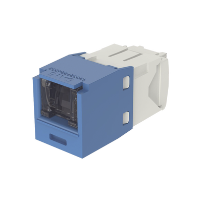 Conector Jack RJ45 Estilo TG con Ventana, Mini-Com, Categoría 6, de 8 Posiciones y 8 Cables, Color Azul | CJH688TGBU