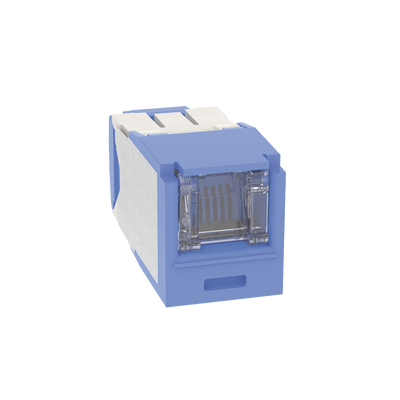 Conector Jack RJ45 Estilo TG con Ventana, Mini-Com, Categoría 6A, de 8 Posiciones y 8 Cables, Color Azul | CJH6X88TGBU