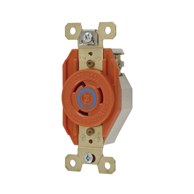 Receptáculo Sencillo de Media Vuelta / 20 A 250 V CA / 2 Polos 3 Hilos / Nema L6-20R | HUB-IG23-20
