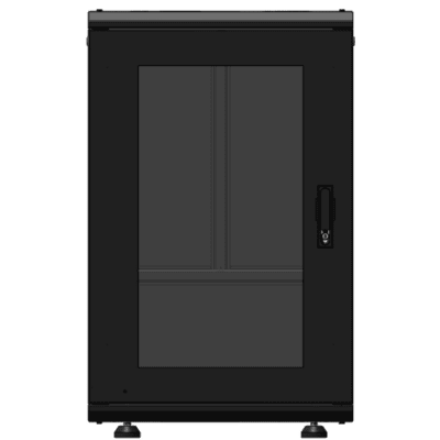 Gabinete Rack 19 Pulgadas / 18 Unidades / Piso / Puerta de Cristal / Acero Calibres 16-18-20 / Capacidad 750 kg (1653.5 lb) / Dimensiones 60 cm (23.6 in) x 93 cm (36.6 in) x 46 cm (18.1 in) | LES-60-60-18UG