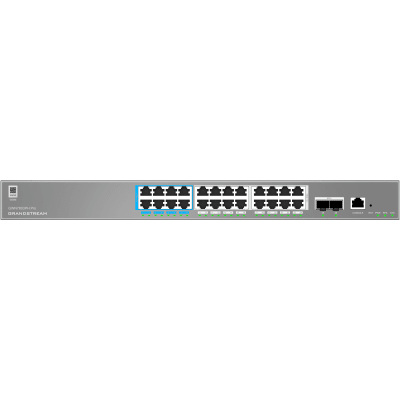 Switch de Red Empresarial L2++ / Serie GWN7800 Pro / 24 Puertos Gigabit PoE 400W / 2 SFP+ / Gestión Cloud GDMS / VLAN 4K / QoS Avanzado / Seguridad Integral | GWN7803PH-PRO