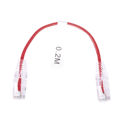 Cable de Parcheo Slim UTP Cat6 - 20 cm (7.87 Pulgadas) Rojo Diámetro Reducido (28 AWG) | LP-UT6-020-RD28
