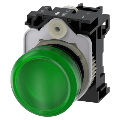 Lampara de señalización plástica con led color Verde, 24Vca-Vcd | 3SU11026AA401AA0
