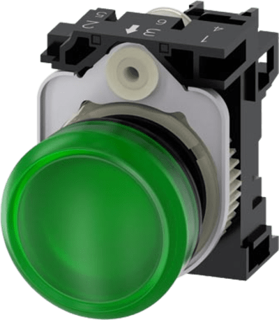 Lampara de señalización plástica con led color Verde, 110Vca | 3SU11036AA401AA0