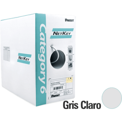 Bobina de Cable UTP de 305 Metros (1000 Pies) de Cobre, NetKey, Gris Claro, Categoría 6 (24 AWG), 1000Mbps, Riser (CMR), de 4 Pares | NUR6C04IG-M