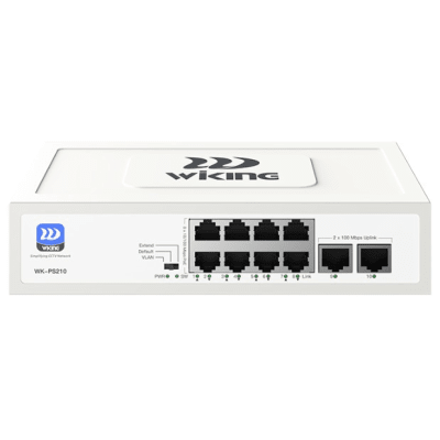 Switch PoE / Administración en la nube / Con 8 puertos 10/100 Mbsp PoE af/at / 2 Puertos Uplink 10/100 MBPS / Presupuesto 45 W / PoE hasta 250 metros | WKPS210