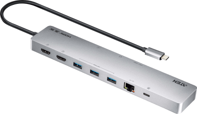 Dock Multipuerto USB-C | 11 en 1 | 8K Single o Dual 4K | PD 100W | USB 3.2 Gen 1 | Ethernet Gigabit | SD MicroSD | Aluminio | UH3240