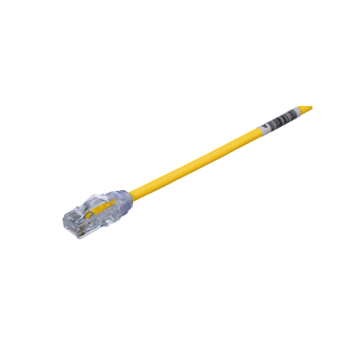 Cable de Parcheo UTP Cat6A, CM/LSZH, Diámetro Reducido (28AWG), Color Amarillo, 0.61 Metros (2 Pies) | UTP28X2YL