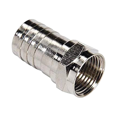 Conector F Macho, Plegable de Doble Blindaje para cable RG-6, Cuerpo de Bronce Niquelado. | TT-CON-534