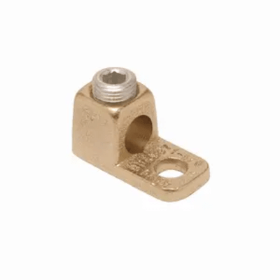 Conector de Cobre con tornillo de fijación para cable calibre 14 - 4 AWG y Tornillo de 1/4". | HUB-KA4C