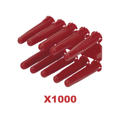 Taquete de 1/4  plástico paquete de 1000 piezas para fijar objetos con tornillo en muros y techos de concreto o superficies sólidas, compatible con tornillo TH10X de 10 x 1 1/2"  (1103-14000) | TP-2X-1000