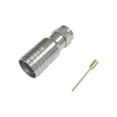 Conector F Macho en 75 Ohm, Plegable para Instalar en Cables Coaxiales RG-11, Cuerpo de Bronce-Niquelado/ Teflón. | TT11-F03