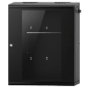 Gabinete Rack / 16 Unidades Rack (UR) / Puerta Cristal Templado / Montaje Pared / Acero Calibres 18-22 / Abatible 120° / Ventilación 120 mm | SR-19-16-GAPV5