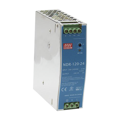 Fuente de poder industrial para riel DIN / 120W / 24Vcc / 5A / Entrada: 90-264Vca | NDR-120-24