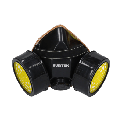 Respirador de Media Cara / Protección Nasal y Bucal / Doble Cartucho Intercambiable / 2 Cartuchos para Vapores Orgánicos / Válvula de Exhalación / Correa Elástica Ajustable | SYS-RESM2