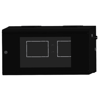 Gabinete Rackeable de Pared / 6U / 19 Pulgadas / Puerta de Cristal / Abatible 120° / Carga 80 kg / Ventilación 120 mm | SR-19-06-GAPV5