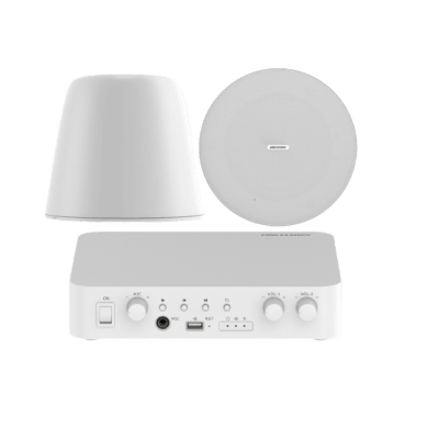 Kit de amplificador compatible con Spotify | Bluetooth | 2 Altavoces Colgantes | sistema 100v | 2 canales con control de volumen independiente | música ambiental | DSQAEKIT0530/ST
