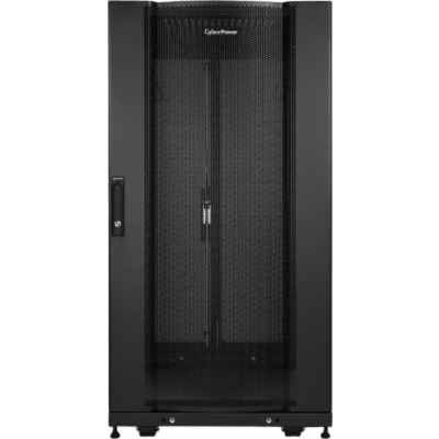 Gabinete Rack 24U / Montaje en Pared o Piso / Carga Estática 1,365 kg / Puerta Perforada Hexagonal / Rieles Ajustables / Negro | CR24U11001